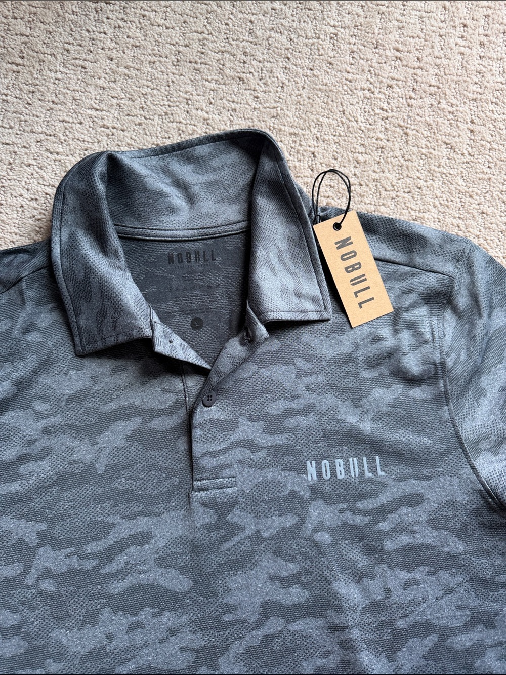 NOBULL Men's Gray Camo Polo Shirt - Picture 2 of 3